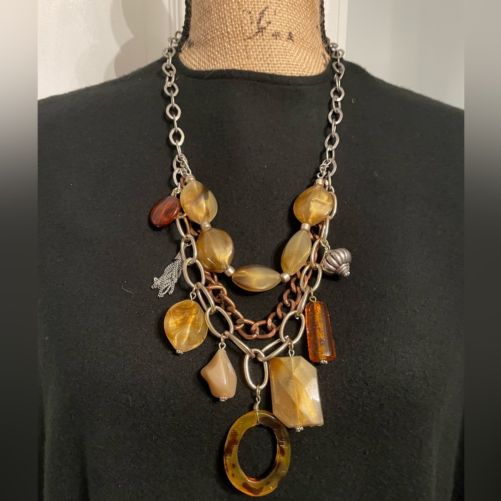 Chico's Gold and Brown Bohemian Necklace